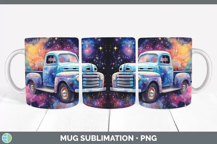 Galaxy Vintage Truck Mug Wrap Sublimation Coffee Cup Designs