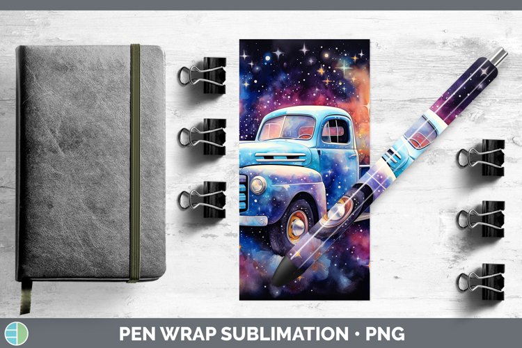 Galaxy Vintage Truck Pen Wrap Sublimation Epoxy Pen Designs