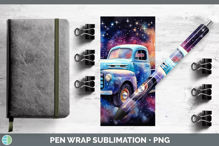 Galaxy Vintage Truck Pen Wrap Sublimation Epoxy Pen Designs