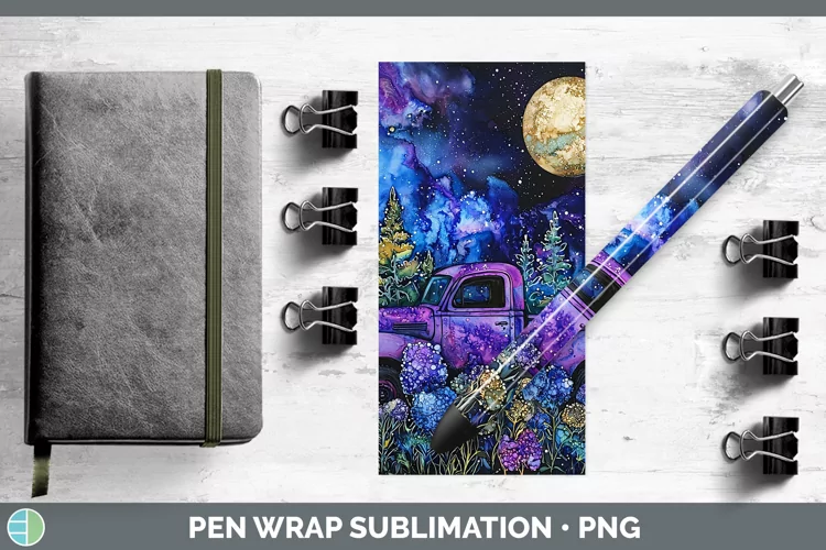 Galaxy Vintage Truck Pen Wrap Sublimation Pen Designs