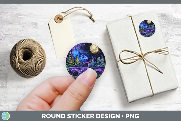 Galaxy Vintage Truck Stickers | Round Labels Designs