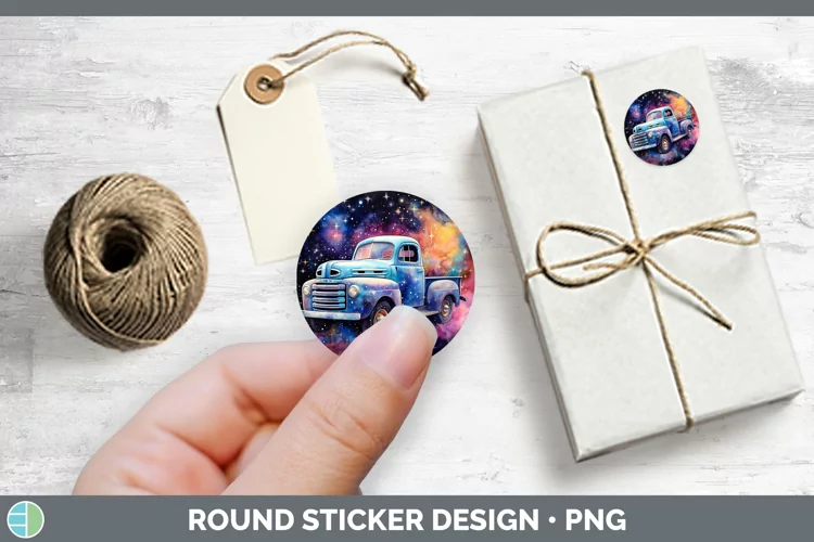 Galaxy Vintage Truck Stickers | Round Labels Designs