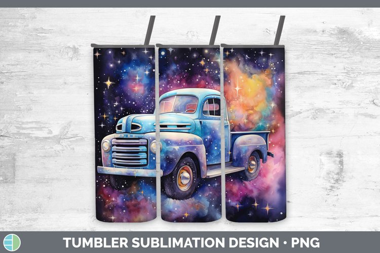 Galaxy Vintage Truck Tumbler Sublimation 20 oz Skinny Tumble