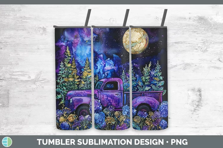 Galaxy Vintage Truck Tumbler Sublimation 20 oz Skinny Tumble