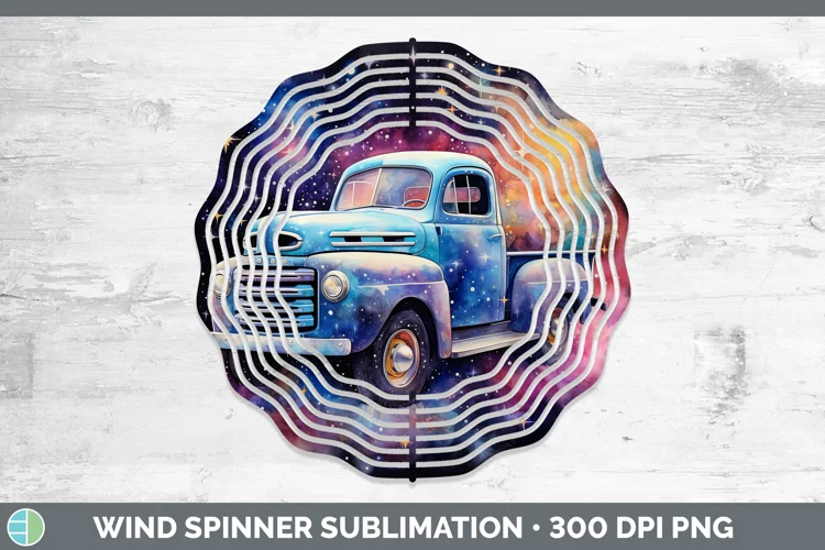 Galaxy Vintage Truck Wind Spinner Sublimation Spinner Design