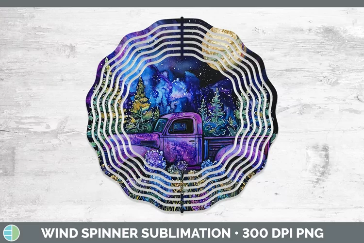 Galaxy Vintage Truck Wind Spinner Sublimation Spinner Design