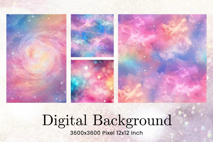 Rainbow Watercolor Background pink Galaxy Digital Paper