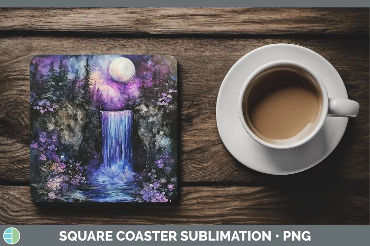 Galaxy Waterfall Square Coaster Sublimation Coaster Designs