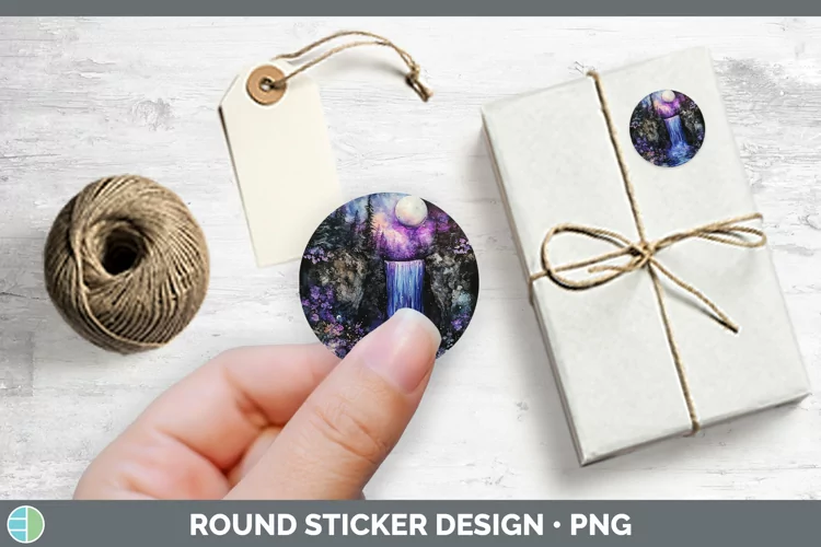 Galaxy Waterfall Stickers | Round Labels Designs