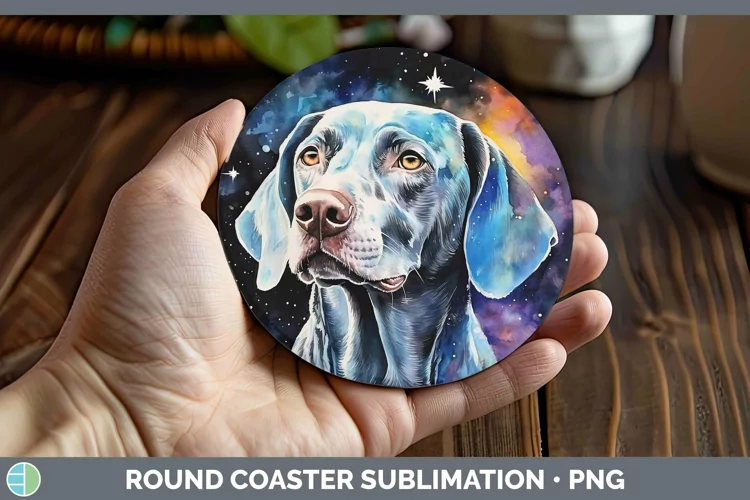 Galaxy Weimaraner Round Coaster Sublimation Coaster Designs
