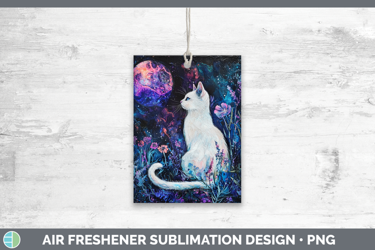 Galaxy White Cat Air Freshener Sublimation Car Freshener Des