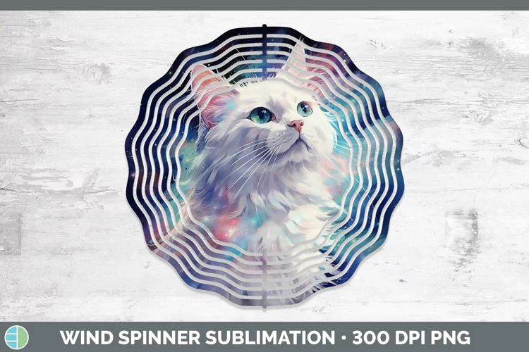 Galaxy White Cat Wind Spinner Sublimation Spinner Designs