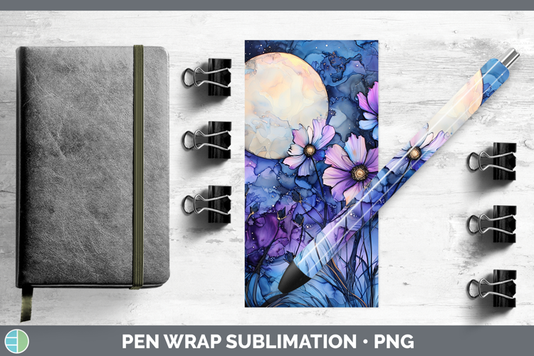 Galaxy Wild Flowers Pen Wrap Sublimation Pen Designs