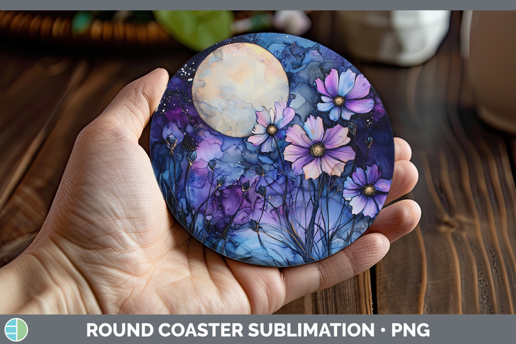 Galaxy Wild Flowers Round Coaster Sublimation Coaster Design