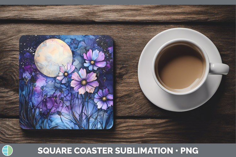 Galaxy Wild Flowers Square Coaster Sublimation Coaster Desig