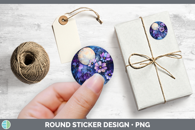 Galaxy Wild Flowers Stickers | Round Labels Designs
