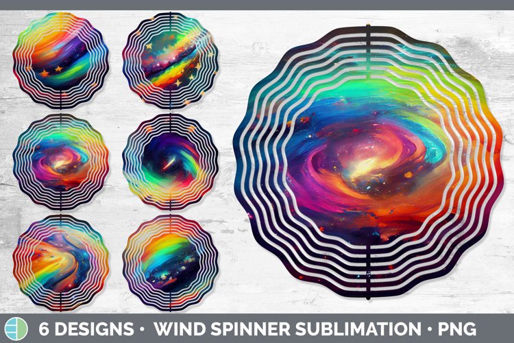 galaxy Painted Wind Spinner Sublimation Designs Bundle