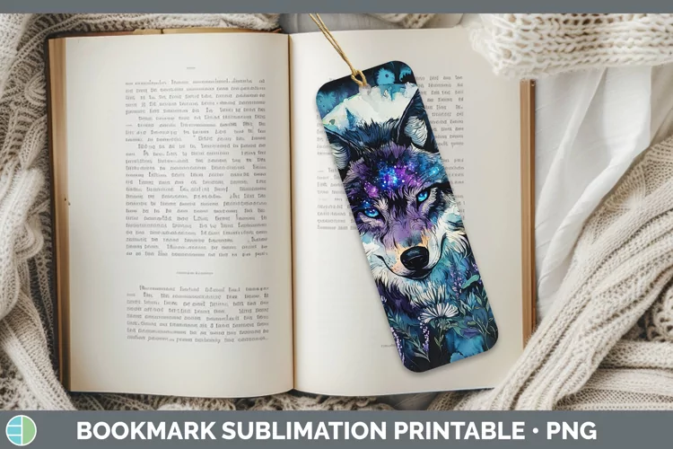 Galaxy Wolf Bookmark Sublimation Printable Designs