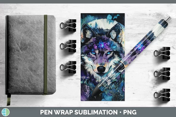 Galaxy Wolf Pen Wrap Sublimation Pen Designs