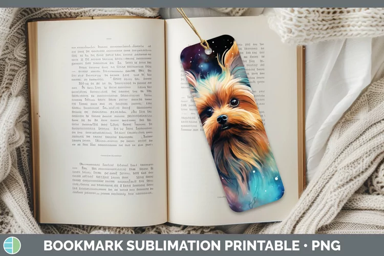 Galaxy Yorkshire Terrier Bookmark Sublimation Printable Desi
