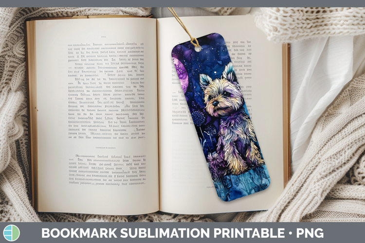Galaxy Yorkshire Terrier Bookmark Sublimation Printable Desi
