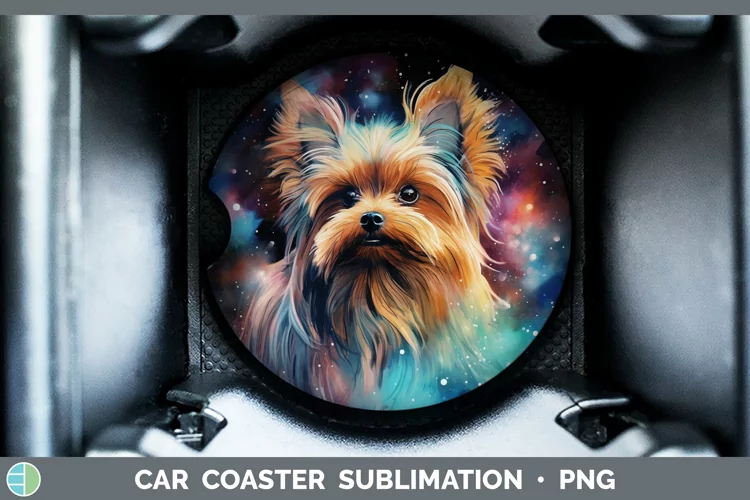 Galaxy Yorkshire Terrier Car Coaster Sublimation Coaster Des