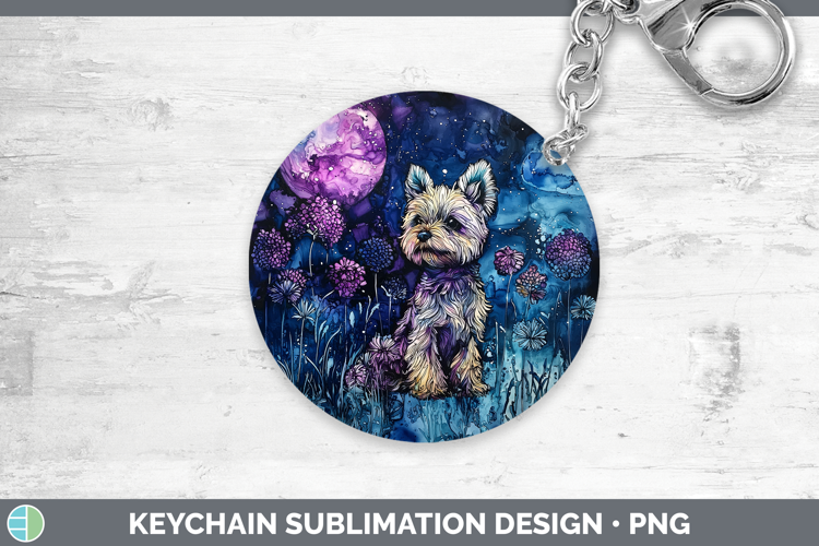 Galaxy Yorkshire Terrier Keychain Sublimation Keyring Design