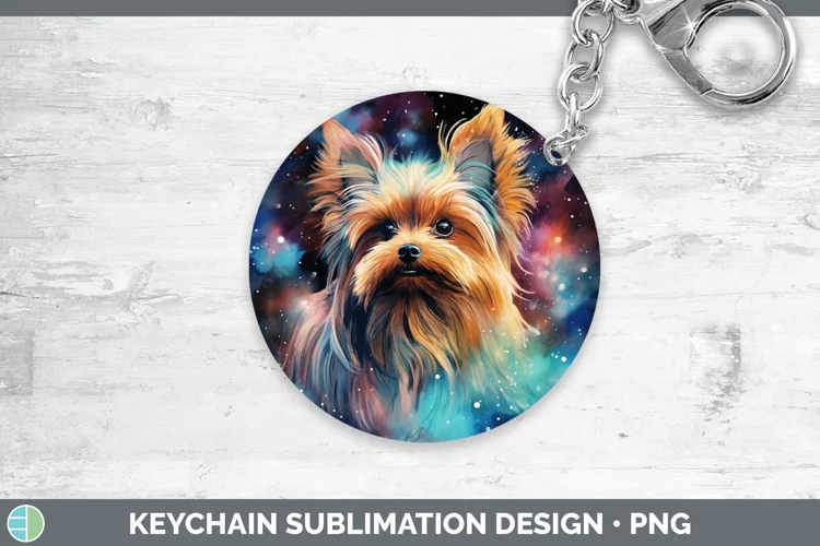 Galaxy Yorkshire Terrier Keychain Sublimation Keyring Design