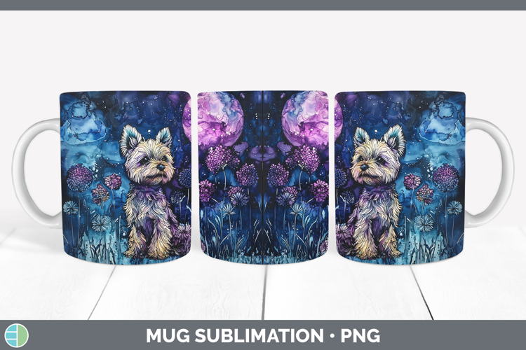 Galaxy Yorkshire Terrier Mug Wrap Sublimation Coffee Cup Des
