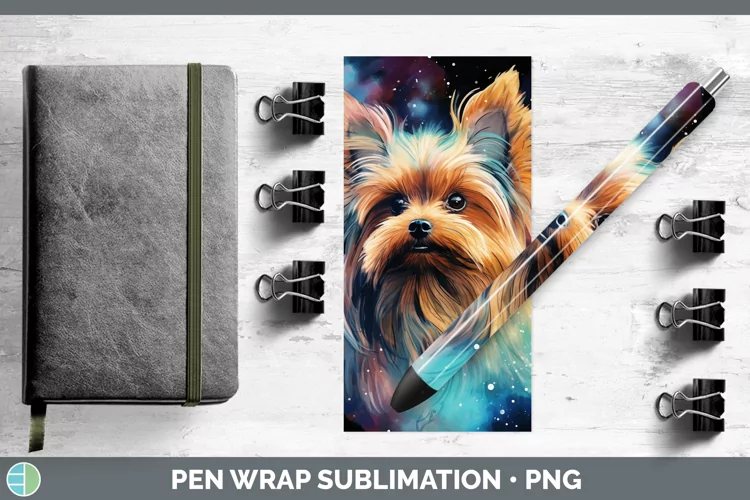 Galaxy Yorkshire Terrier Pen Wrap Sublimation Epoxy Pen Desi