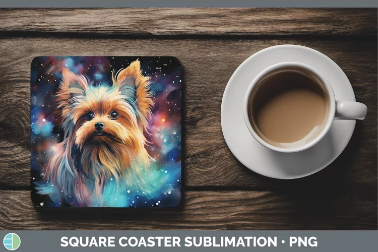 Galaxy Yorkshire Terrier Square Coaster Sublimation Coaster