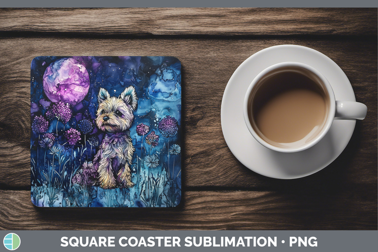 Galaxy Yorkshire Terrier Square Coaster Sublimation Coaster