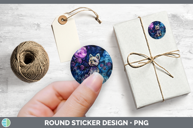 Galaxy Yorkshire Terrier Stickers | Round Labels Designs