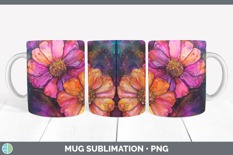 Galaxy Zinnia Mug Wrap Sublimation Coffee Cup Designs