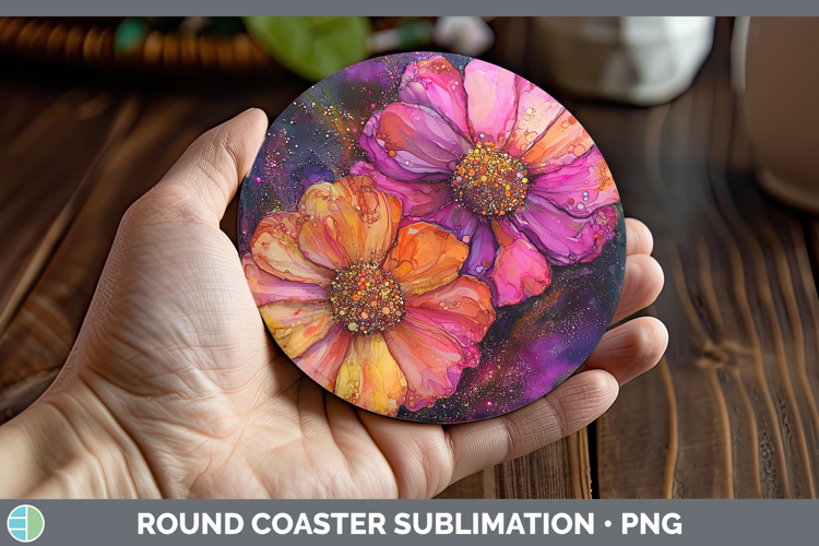 Galaxy Zinnia Round Coaster Sublimation Coaster Designs