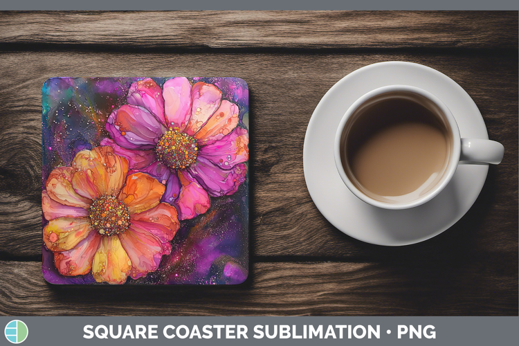 Galaxy Zinnia Square Coaster Sublimation Coaster Designs