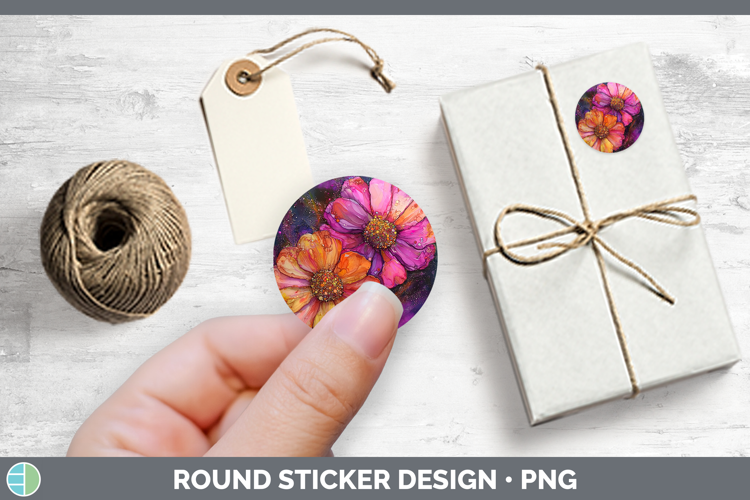 Galaxy Zinnia Stickers | Round Labels Designs