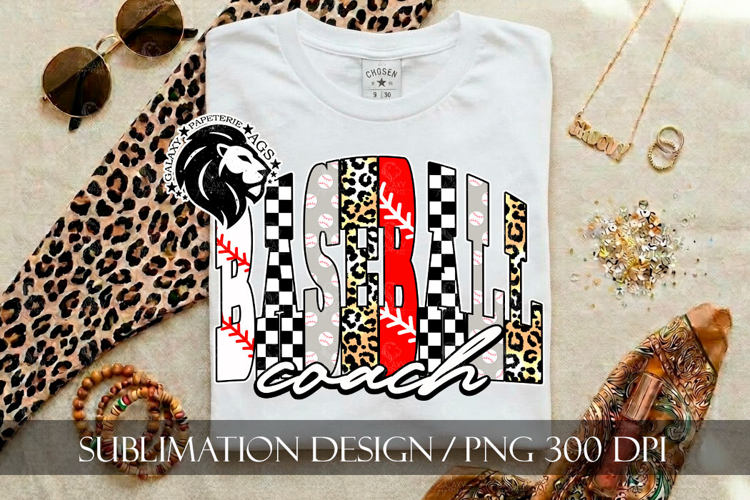 Baseball Coach Sublimation PNG, Leopard Checkered
