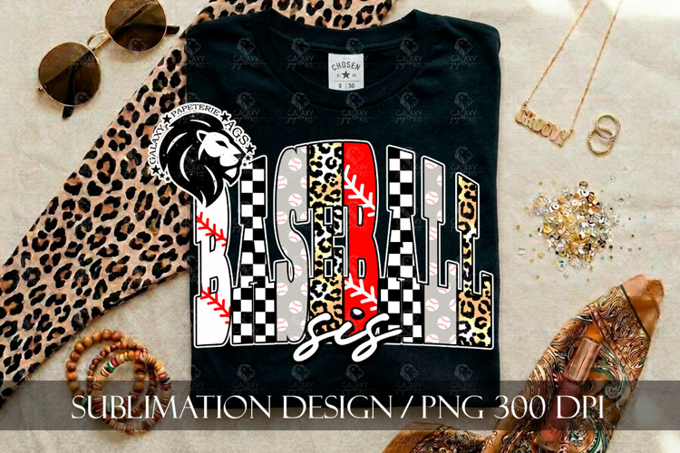 Baseball Sis Sister Sublimation PNG, Leopard Checkered