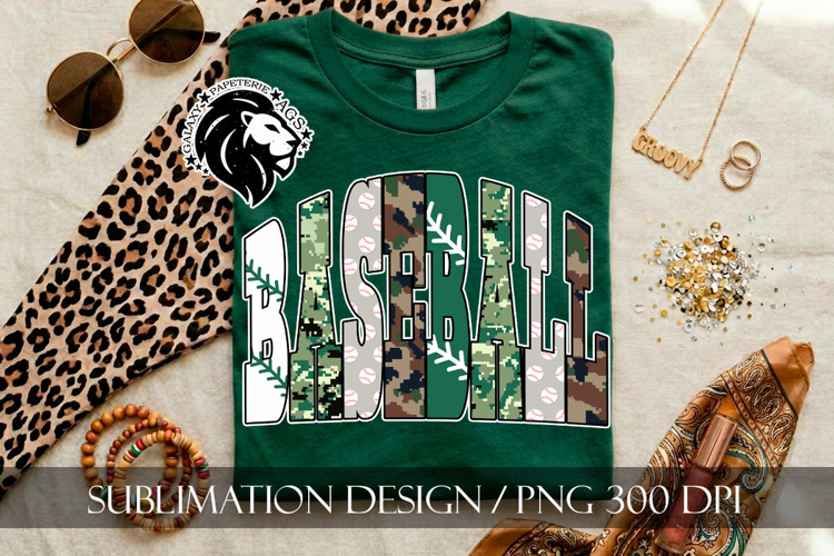 Baseball Sublimation PNG, Green Camo