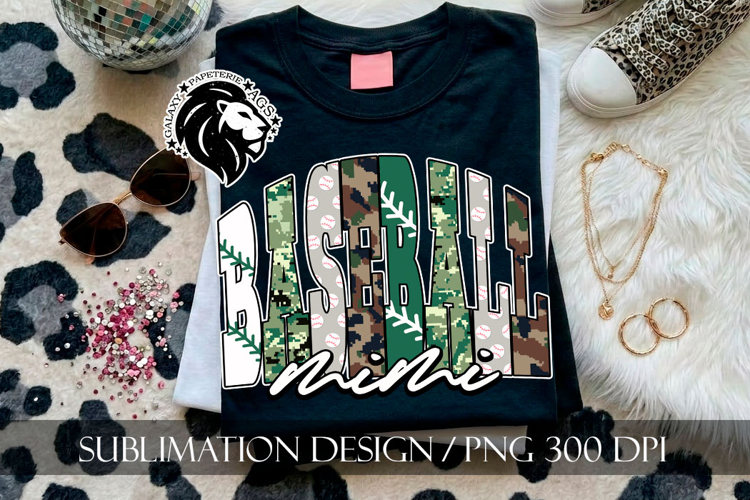 Baseball Nana Nanny Sublimation PNG, Green Camo