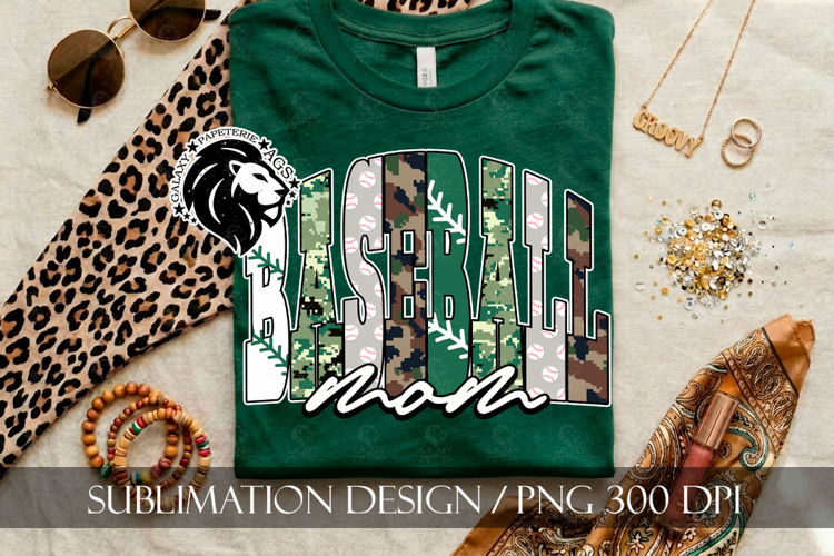 Baseball Mom Mama Sublimation PNG, Green Camo