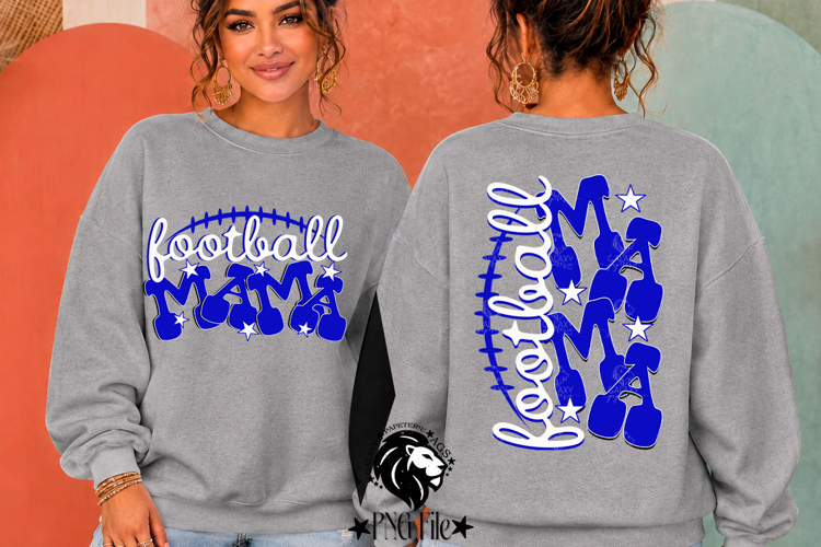 Blue Football Mama Tshirt Dtf Sublimation Design PNG