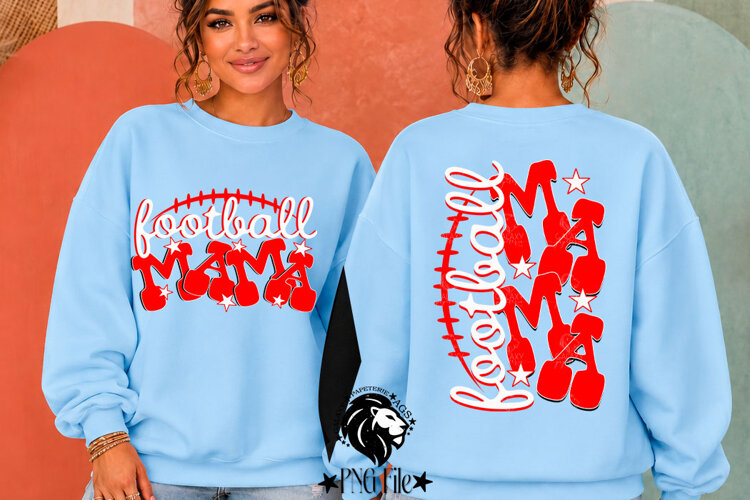 Red Football Mama Tshirt Dtf Sublimation Design PNG example image 1