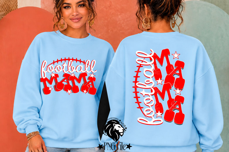 Red Football Mama Tshirt Dtf Sublimation Design PNG