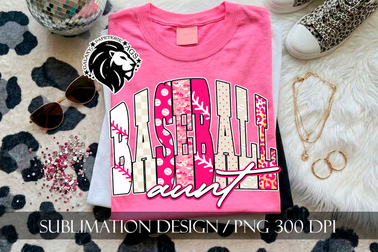 Baseball Aunt Sublimation PNG, Polka Dots, Leopard, Camo