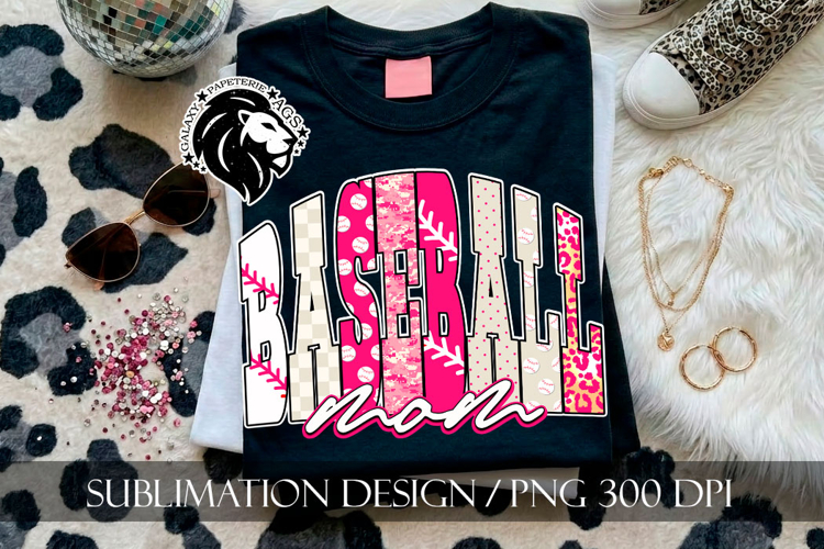 Baseball Mom Sublimation PNG, Polka Dots, Leopard, Camo
