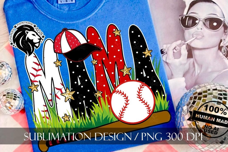 Baseball Mama Polka Dots Sublimation PNG