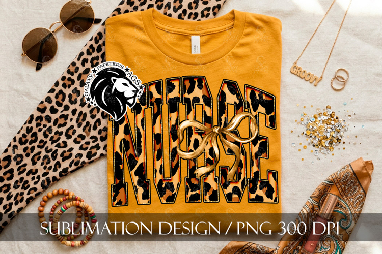 Coquette Leopard Nurse Sublimation PNG