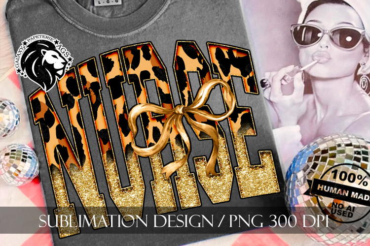 Coquette Leopard Nurse Sublimation PNG